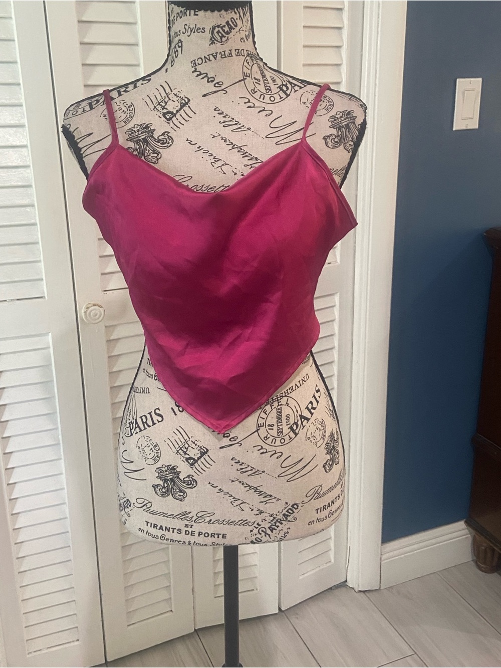 Sincerely Jules Deep Fuchsia Satin Handkerchief Cami